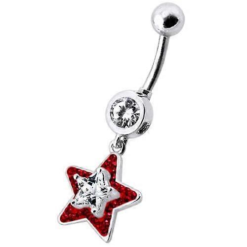 Fancy Jewelled Star Dangling Banana Bar Belly Ring