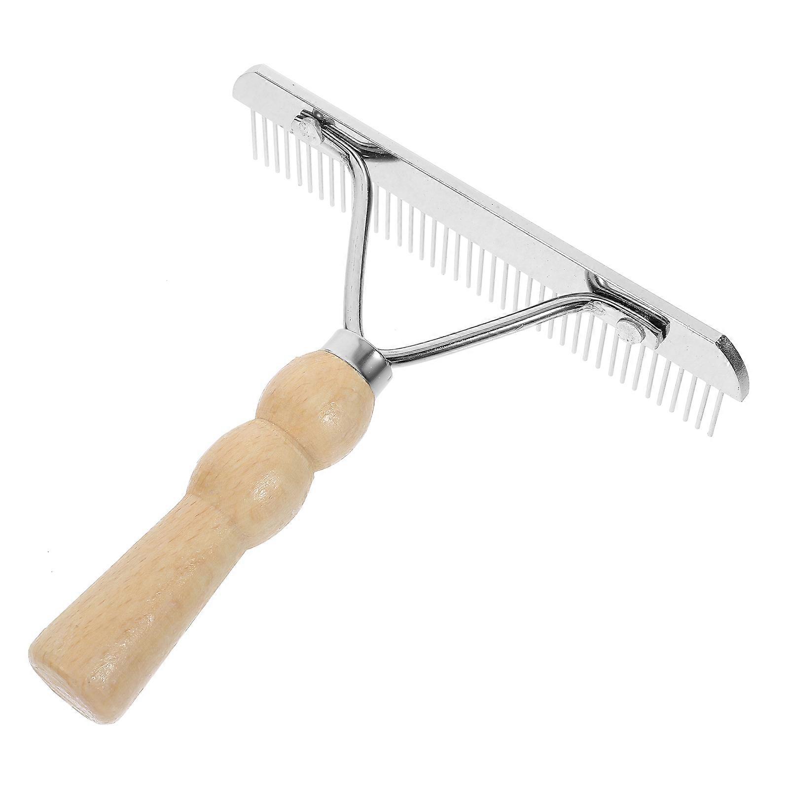 Durable Metal Pet Brush with Wooden Handle for Easy Cleaning and Comfortable Grip