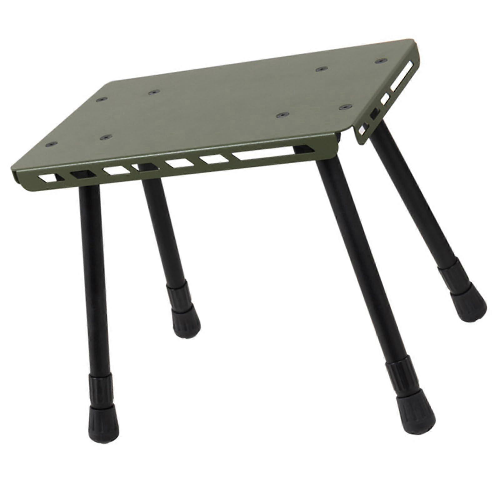 2 in 1 Folding Table Stool Camping Outdoor Practical Table Aluminium Alloy Folding Chair for Camping Picnics Camping Folding Stool Table Army Green