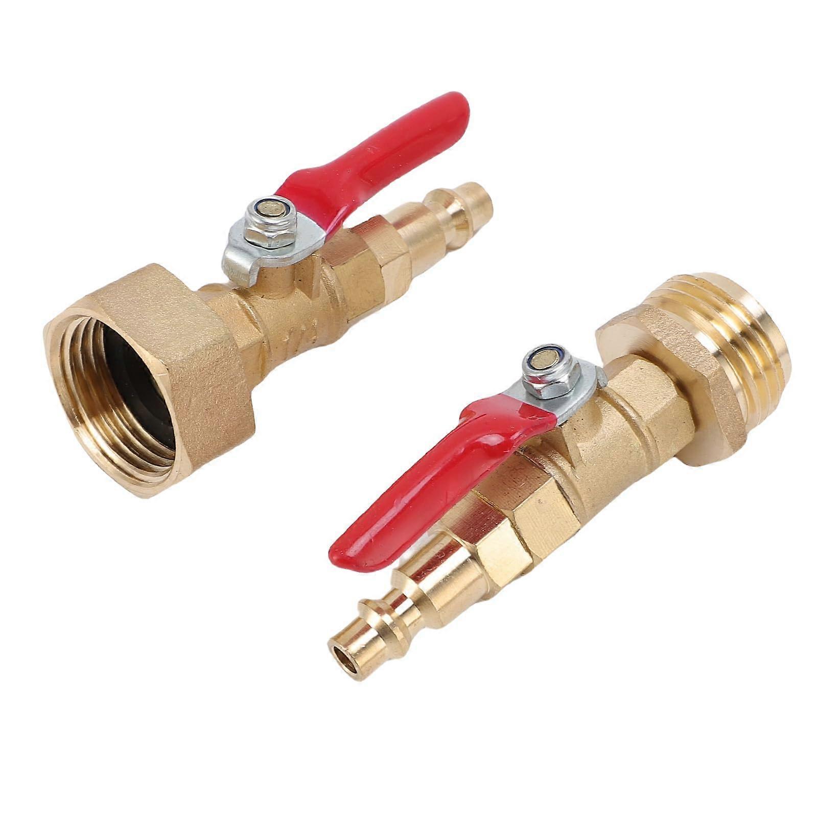 2 Pack RV Winterizing Blowout Adapter Brass Quick Connect Ball Valve for Boat Trailer