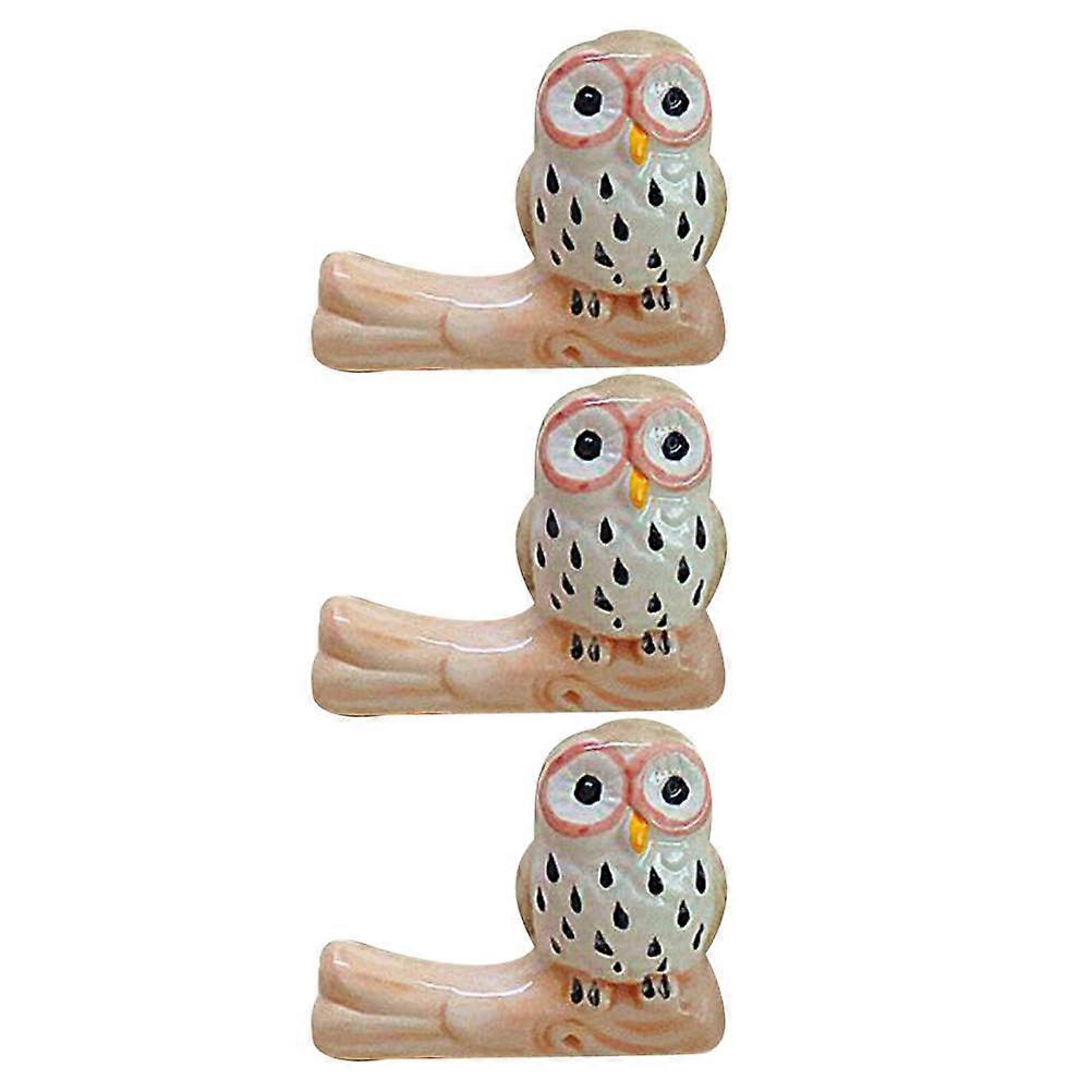 Chopstick Stands Ceramic Owl Shape Japanese Style Home Use 5.5X2.5X4.5CM Prevent Rolling 3Pcs