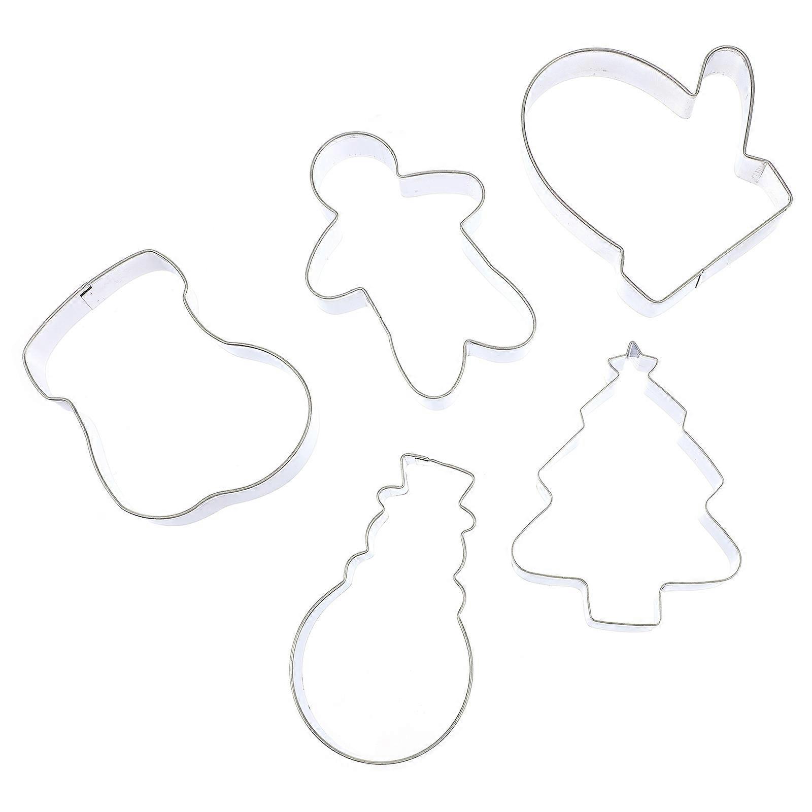 Cookie Shaper Diy Cookie Mold Christmas Theme Pattern Shape Silver 5Pcs For Baking