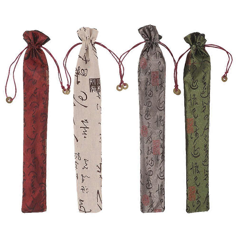 4pcs Folding Hand Fan Bags Drawstring Folding Handheld Fan Carrying Pouches