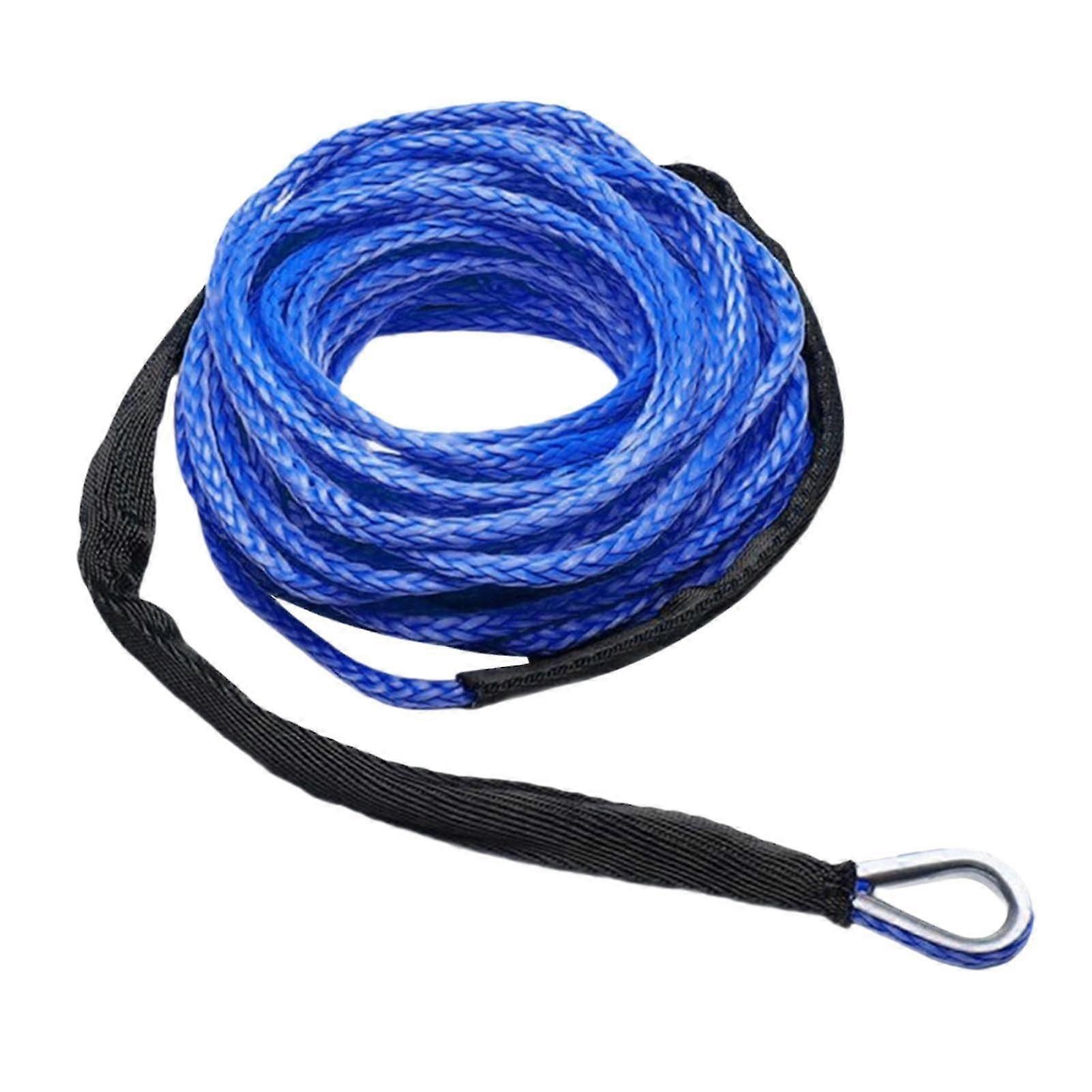 Synthetic Winch Rope 15M High Strength Car Towing Strap for SUV Car UTV Gray