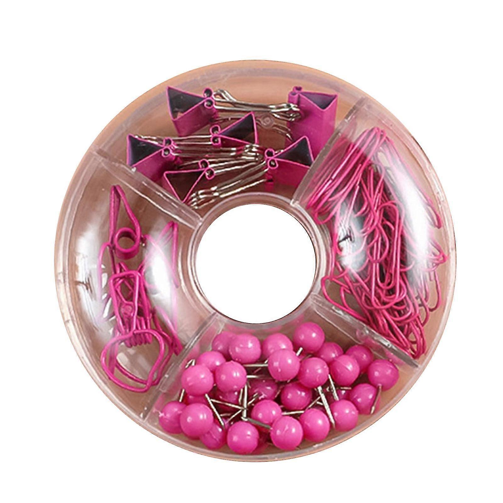 100 Pieces Push Pins Set, 4 Styles Thumbtacks Binder Clips Paper Clips Map Tacks Decorative Push Pins Office Supplies Shallow yellow