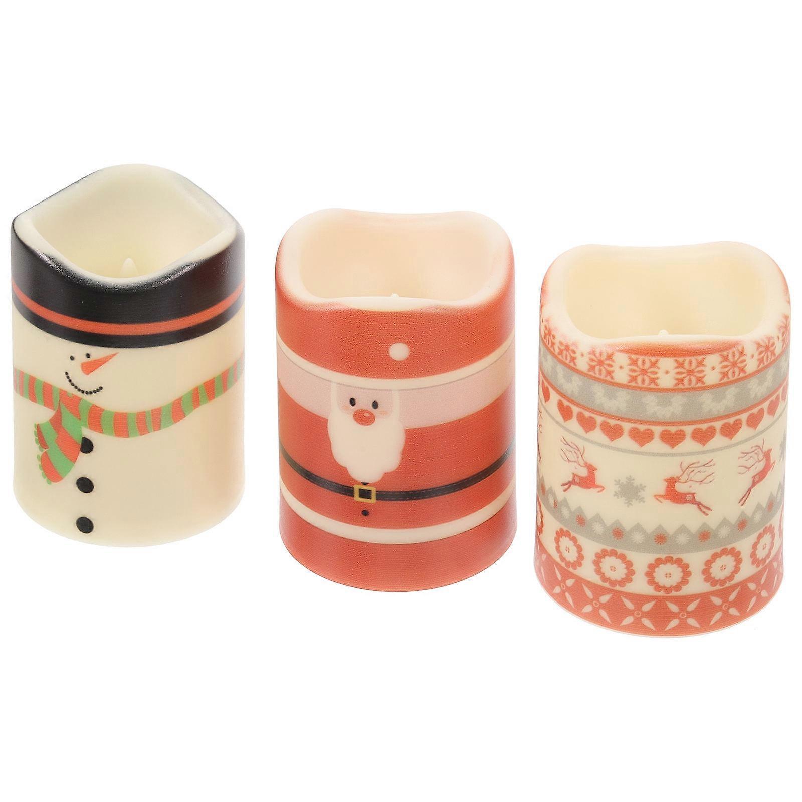 Holiday Flameless Candles Led Holiday Candles Assorted Color Christmas Party Festive Atmosphere 3Pcs