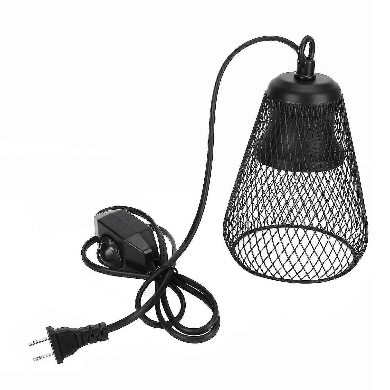 E27 Reptile Heat Lamp Shade Hanging Basking Light Protector (US Plug 110V)