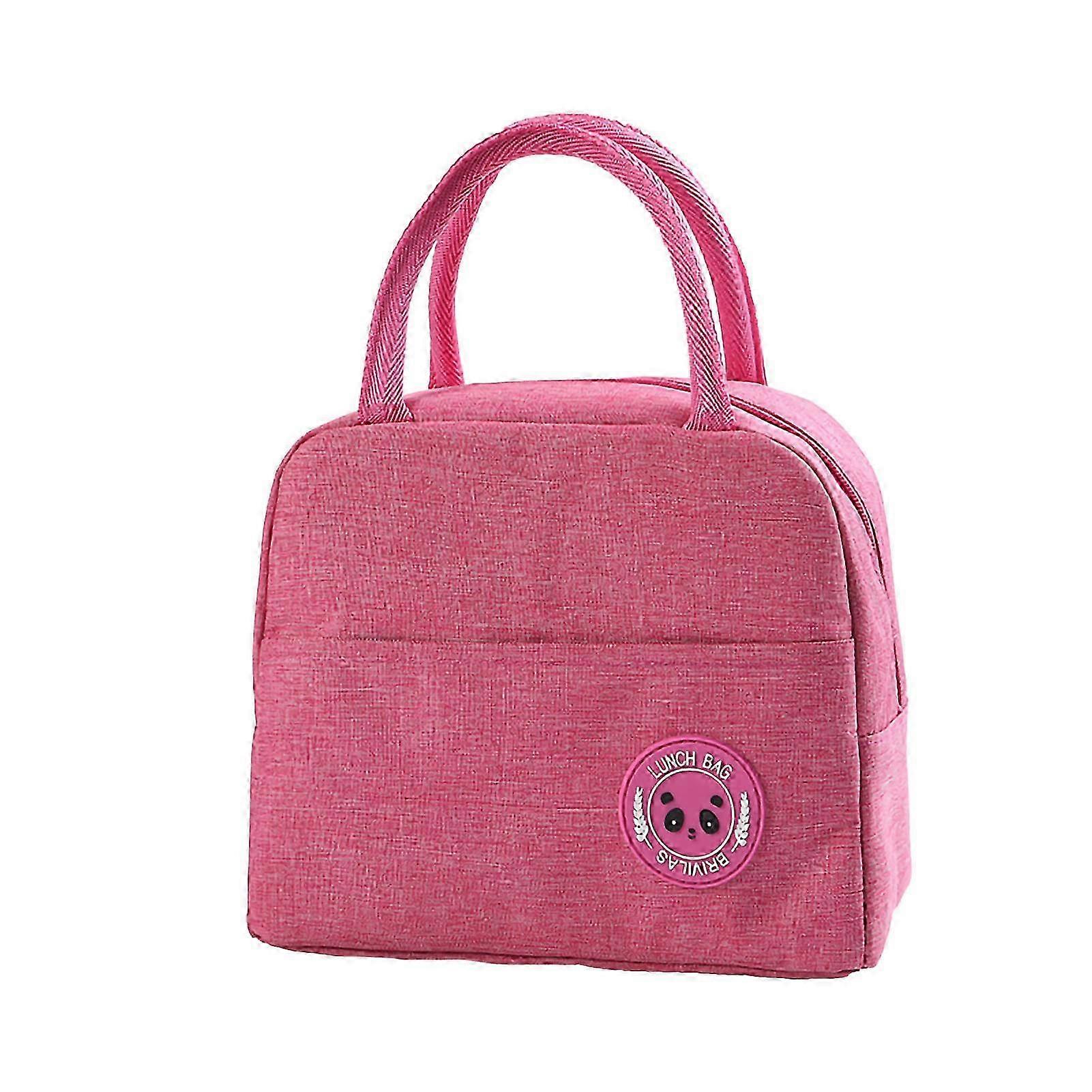 High Capacity Reusable Lunch Bag with Heat Preservation Insulation, Rose Red