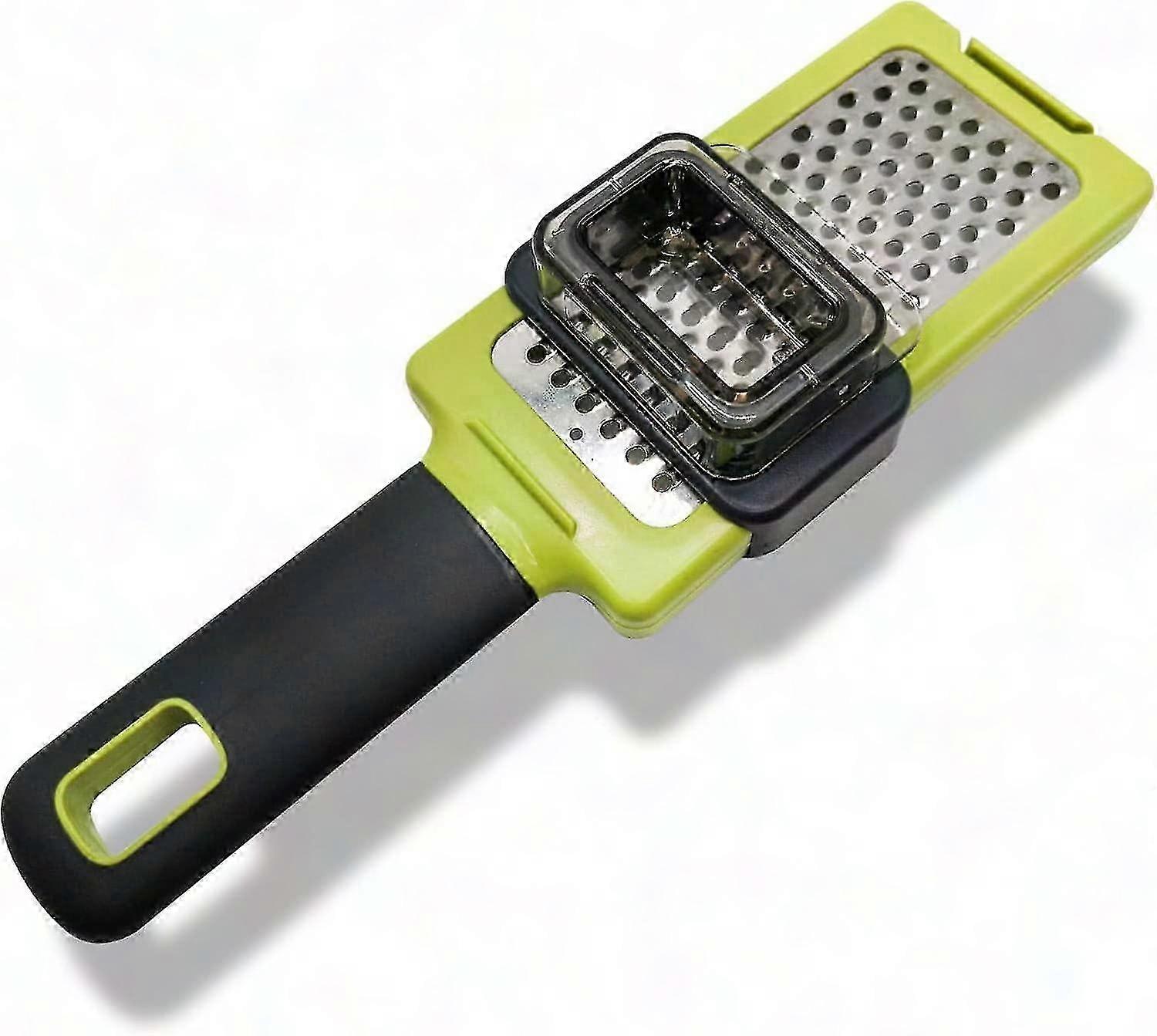 Handheld Garlic Grater Tool With Silicone Handle, Clear Removable Lid And Stainless Steel For Nutmeg, Parmesan, Ginger And Vegetables, Manual Slide Wi