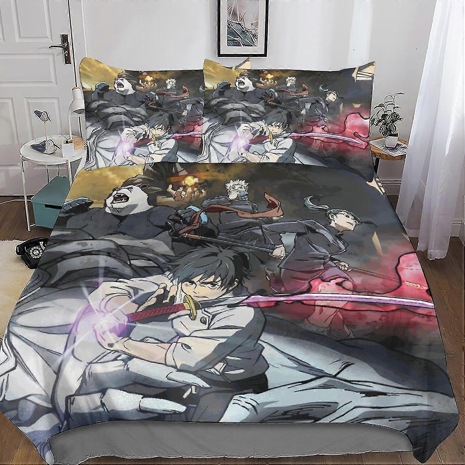 Anime-Inspired Printed Duvet Cover Set Bedding Set 3 Pieces Soft Microfiber Quilt Cover with Pillowcases and Zipper Closure
