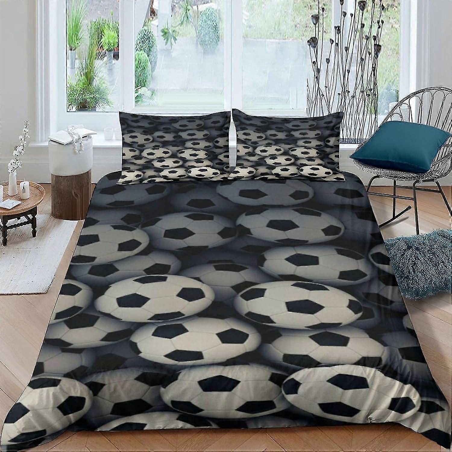 Sports Style 3D Digital Print Bedding Sets with Soft Microfiber Duvet Cover and Zipper Closure, 3 Pieces