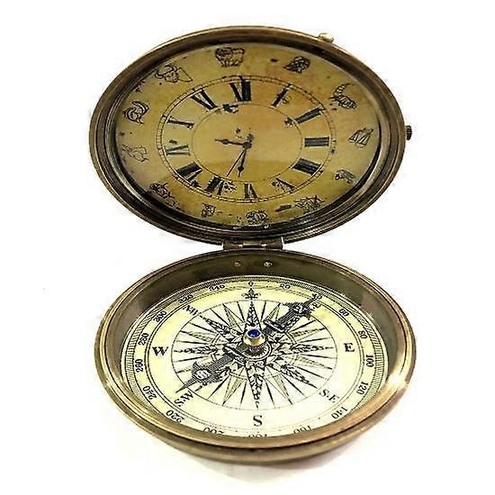 Nautical Pocket Compass Ana log Clock 7.62 cm Brass Navigation Compass Decor