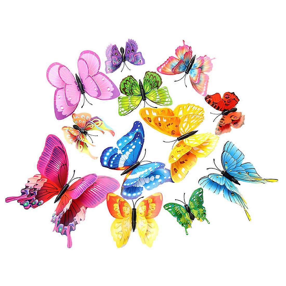 3D Double Layer Butterfly Wall Decoration Pack of 24 with Magnets for Birthday Party and Bedroom Home Decor in Multiple Colors
