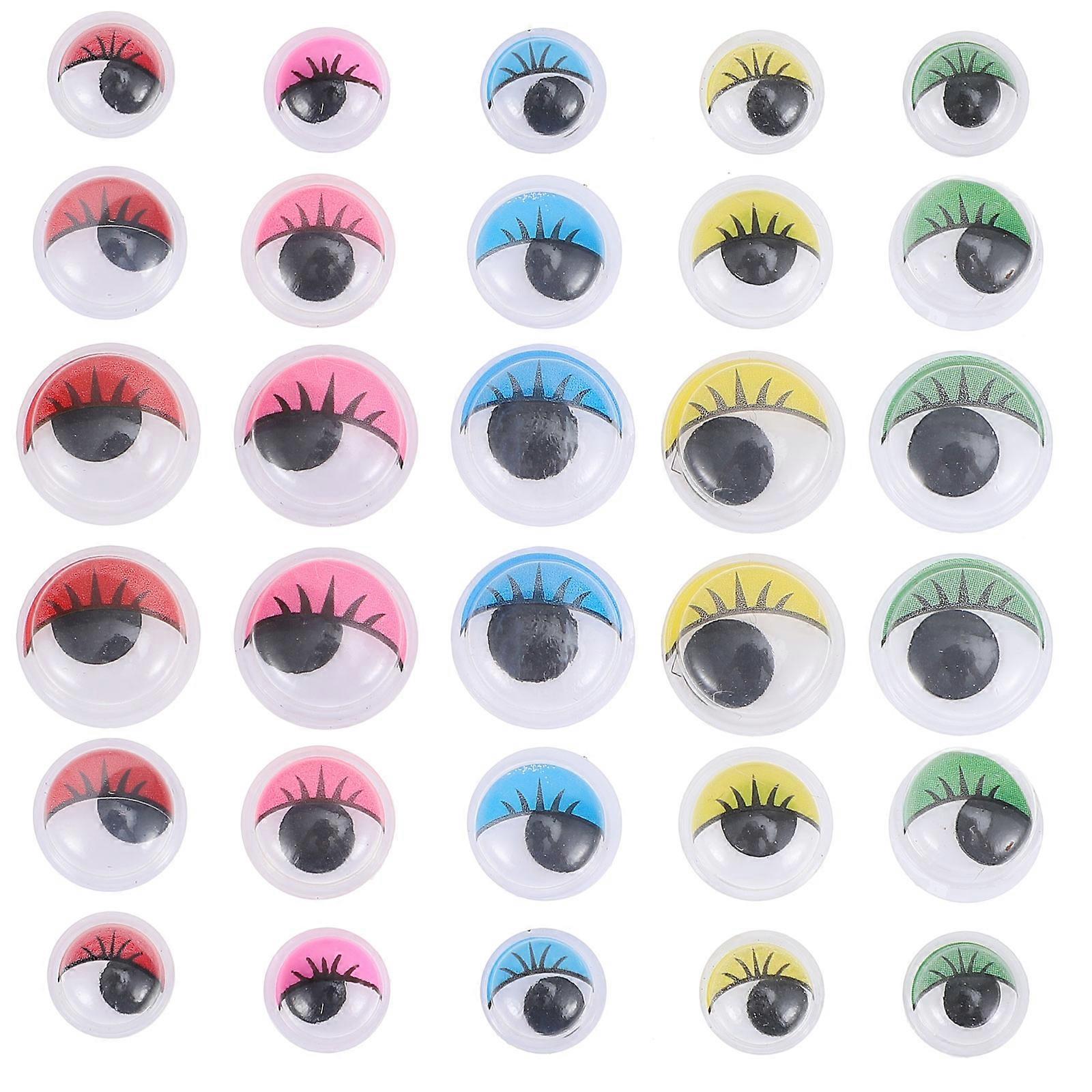 DIY Movable Eyeball Stickers with Adhesive Back for Crafts Supplies Plastic Assorted Color
