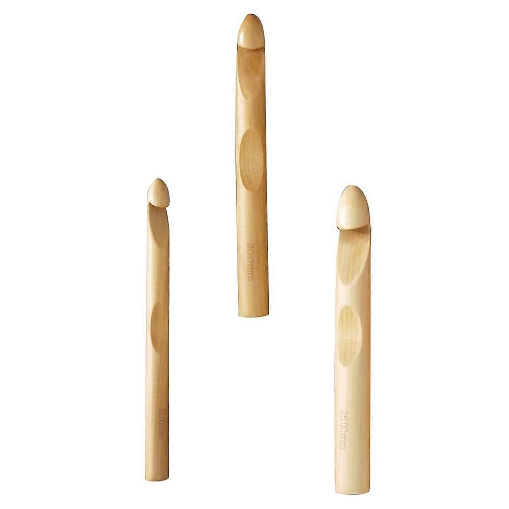 3pcs Ergonomic Wooden Crochet Hooks for Comfortable Knitting – Lightweight & Durable Needles for Sweaters, Scarves, and Throws