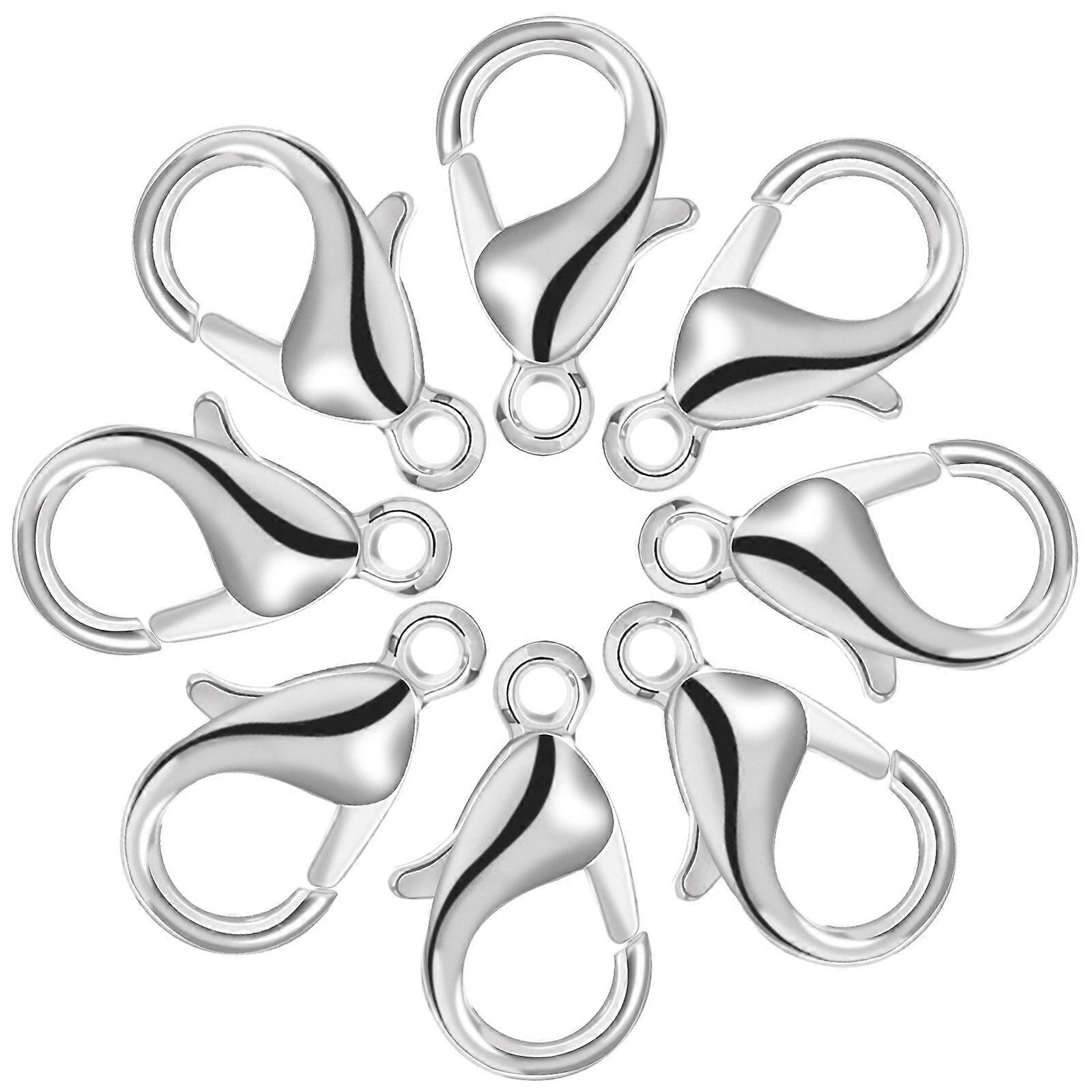 ULTNICE 100pcs Zinc Alloy Lobster Claw Clasps Snap Hook Fasteners for DIY Jewelry Making (Silver)