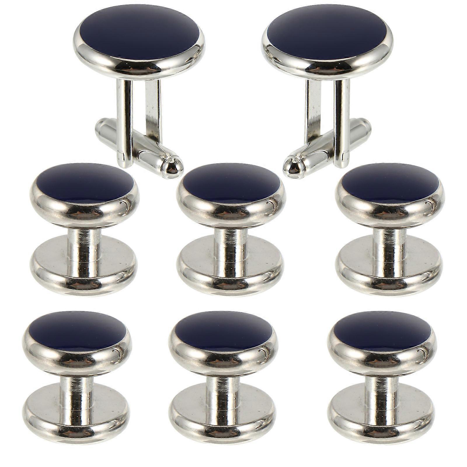 1 Set 8pcs Classic Round Cuff Links French Style Elegant Male Cuff Studs