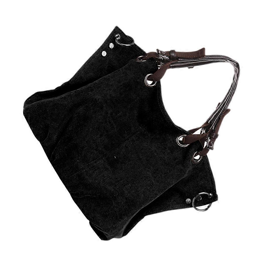 Women Canvas Shoulder Bag Rectangular Storage Handbag For Wome Ladies Black 1Pcs