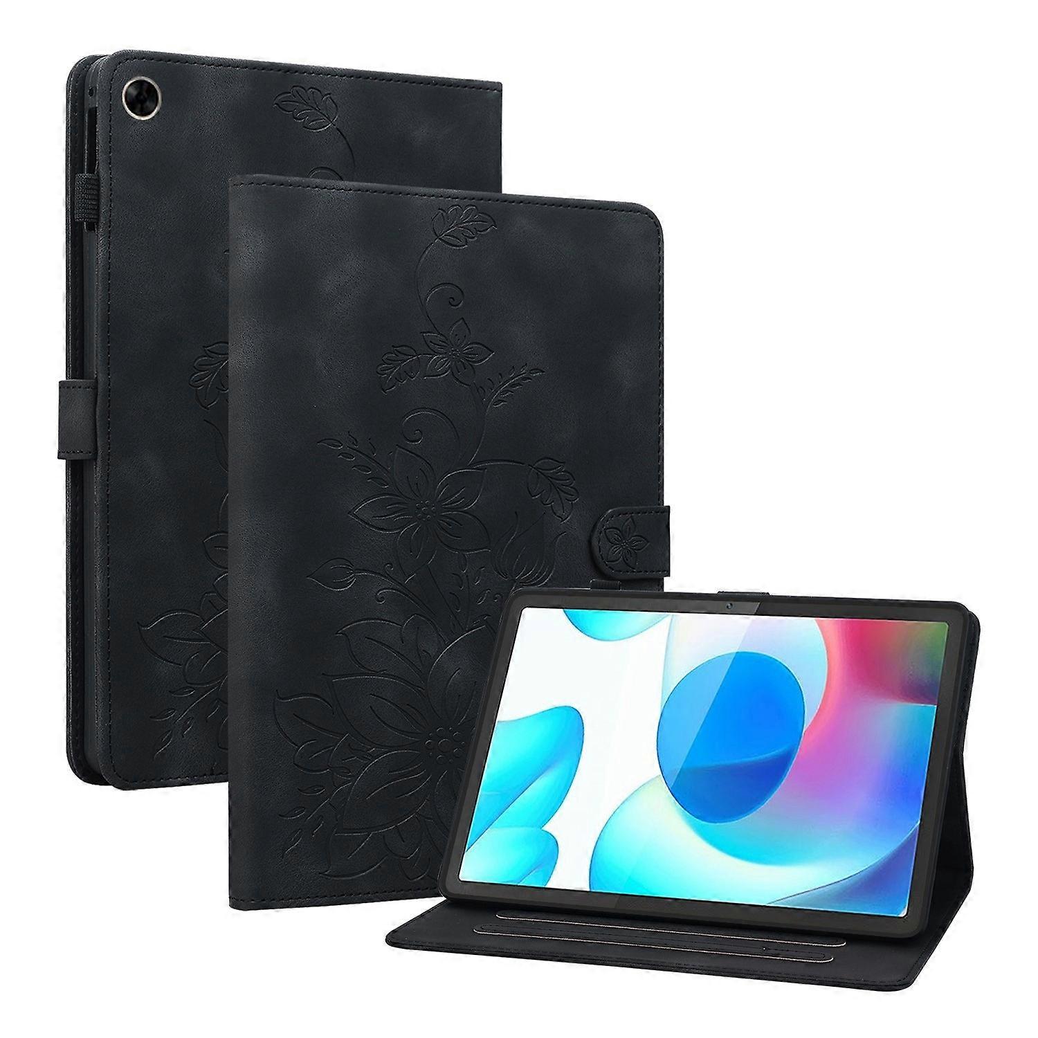 Embossed Leather Case For Realme Pad Mini 8.7 - Black