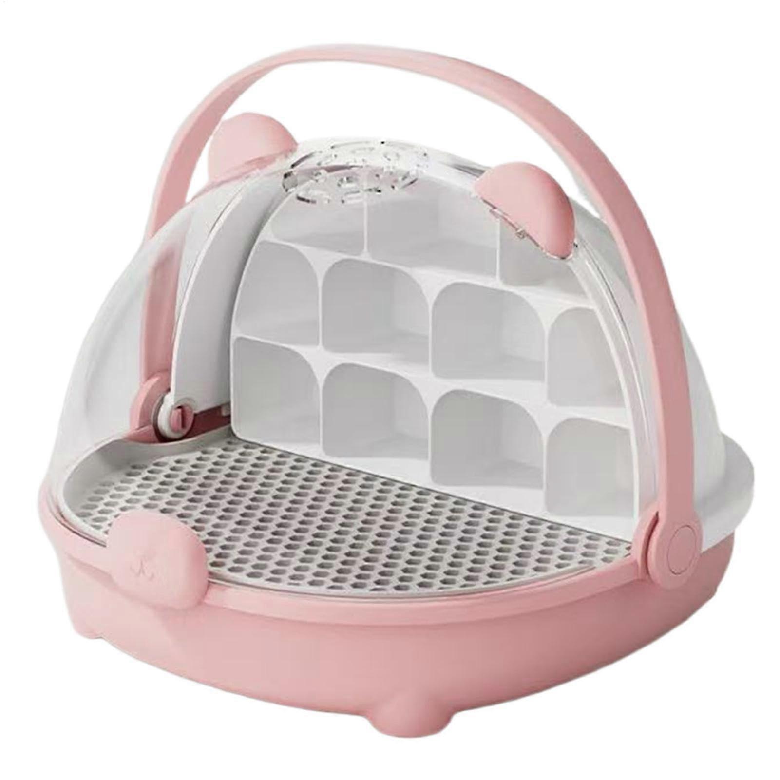 Tragbare Futterbox transparenter Träger, Träger Lebensraum Käfig für Frösche im Freien Rosa