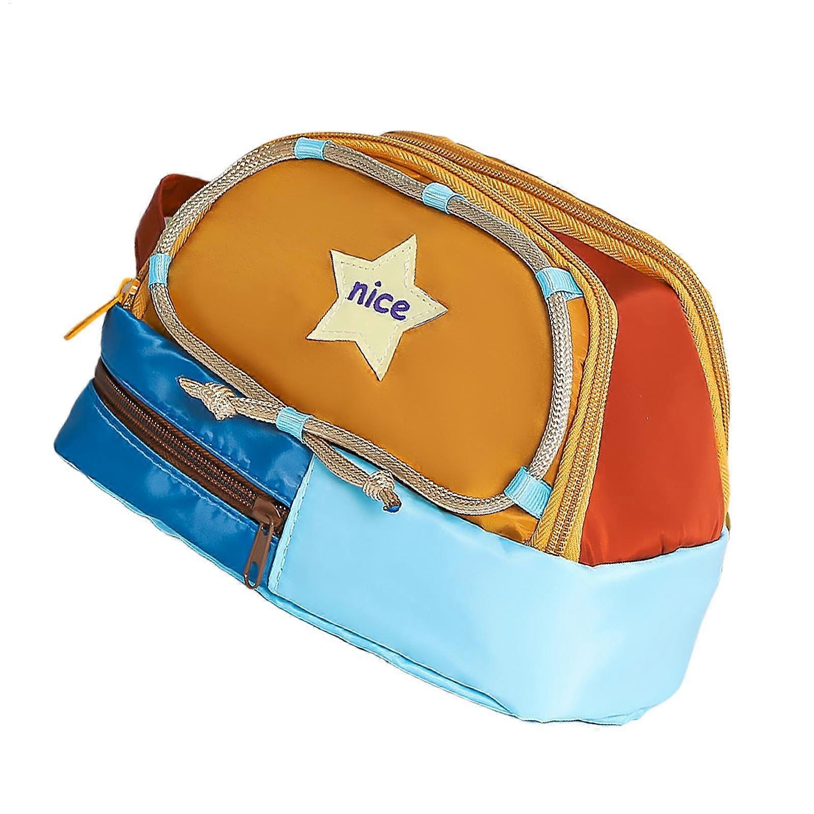 Cute pencil case, large capacity, star pattern, sturdy zipper, portable school accessory for students, makeup bag, blue, Refer to description, Uni