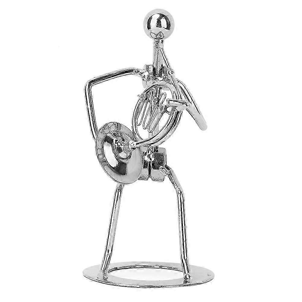 ヴィンテージアイアンアートブラックマンフィギュアフレンチホルンパフォーマーホームバーディスプレイデスクトップデコレーション-イヴァン