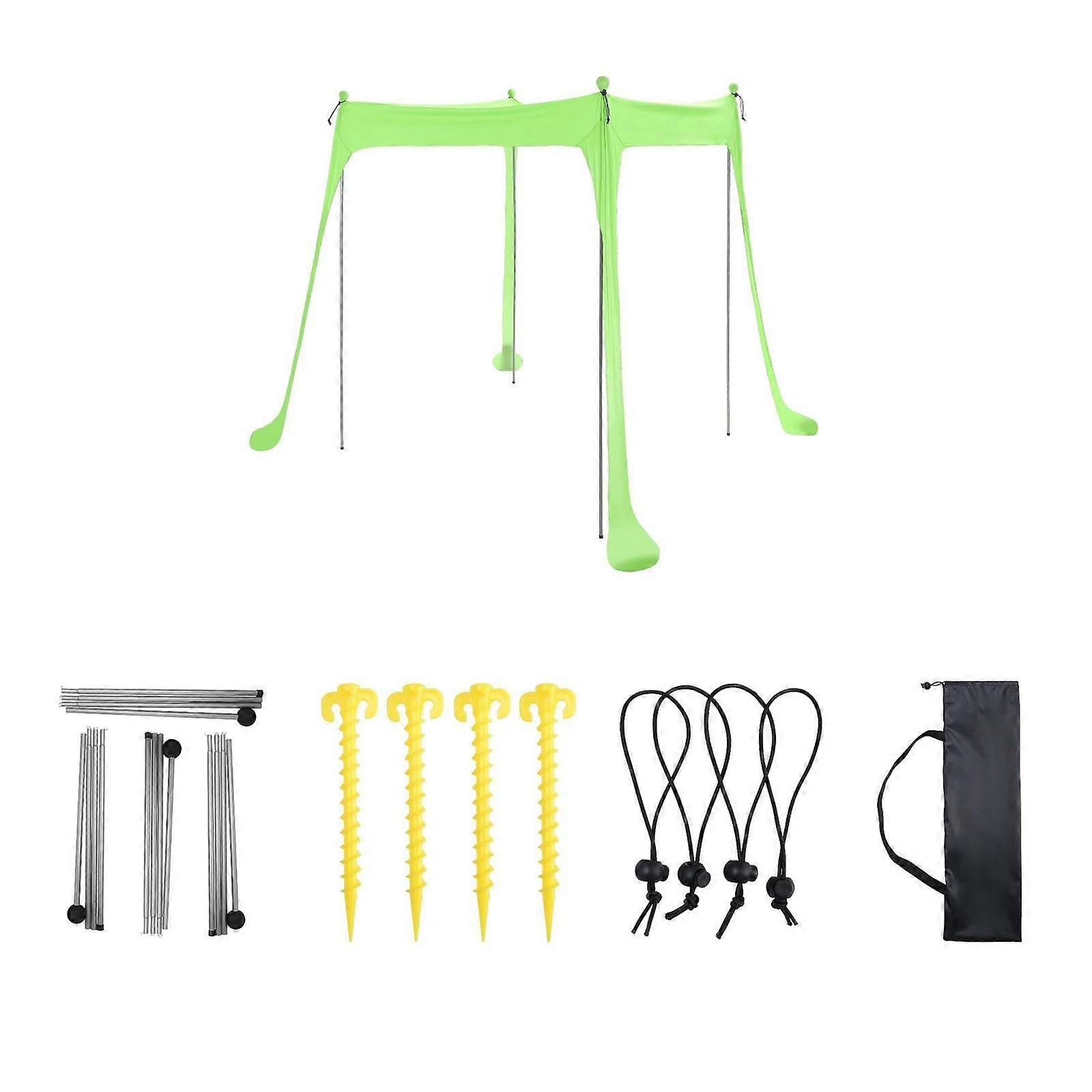 UPF50 Beach Tent Portable Sun Canopy with 4 Poles A GREEN210X170X200CM