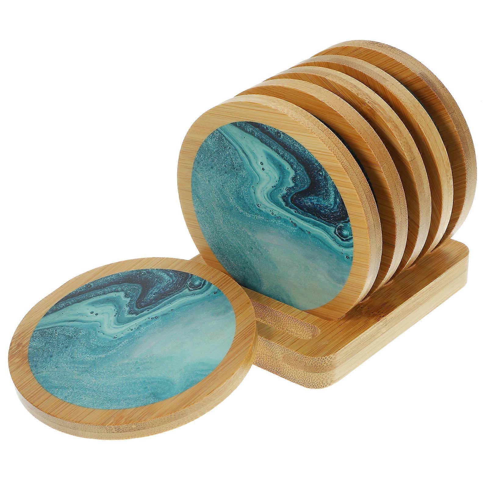 Tabletop Cup Coasters Round Wood Design Protect Cups And Desktops 1Set