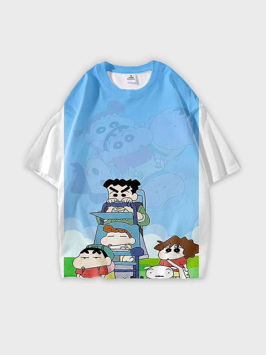 T-shirt girocollo Cartoon Pattern manica corta sciolta JW32