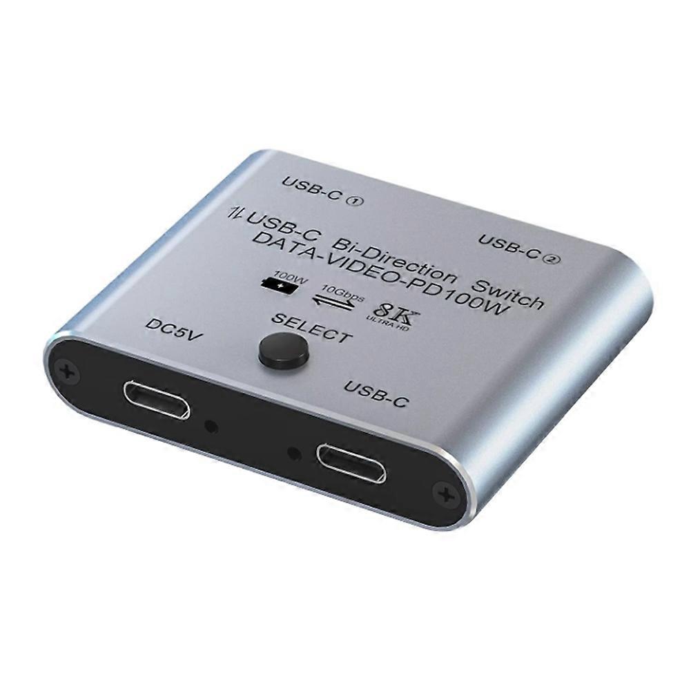 Switch-splitter voor 2 computers, bidirectionele USB C KVM-schakelaar 1 in 2 uit voor 8K@60Hz/4K@144Hz-videooverdracht 10 Gbps