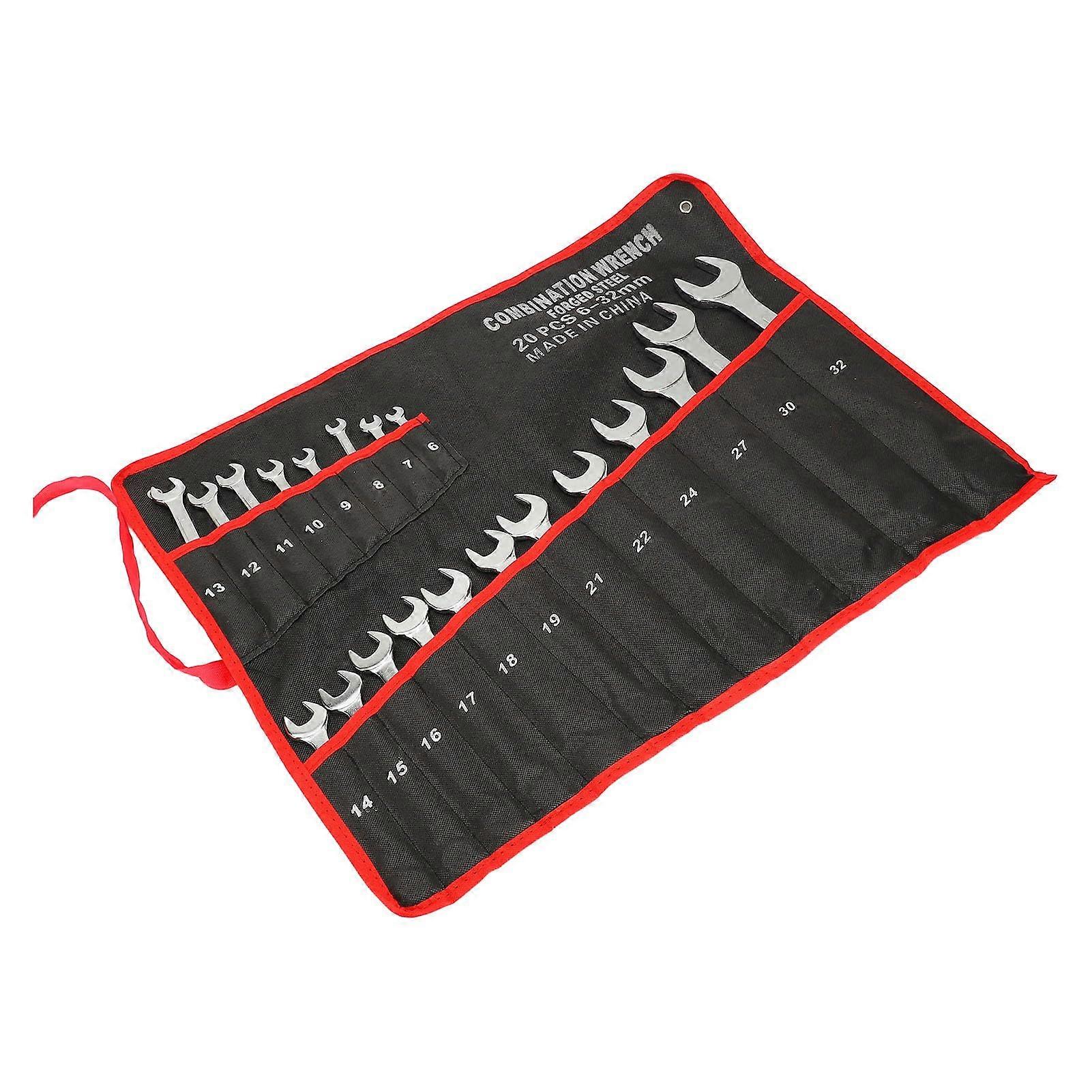 20piece wrench set made of Cr steel, gloss polished, wrench set with portable case for  and maintenance use.