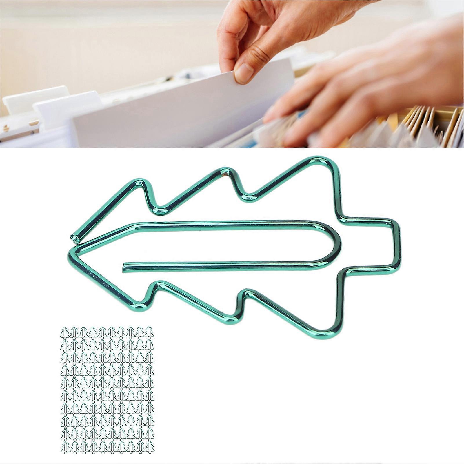 100Pcs Paper Clips Cute Unique Tree Shape Electroplating Process Lightweight Portable Metal Paperclip 