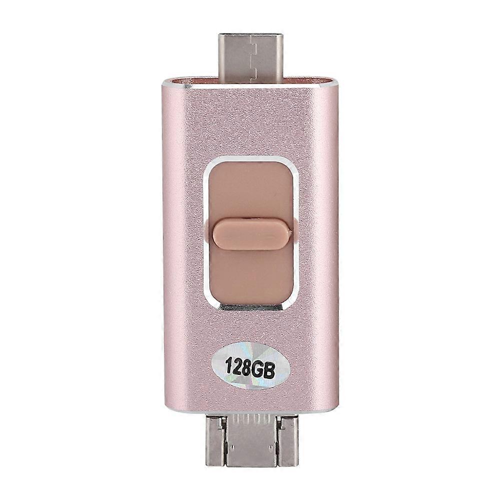 64GTypE C USB Lightning USM 4-in 1 U Disk fit for iPhone IPad Android (Rose Gold)