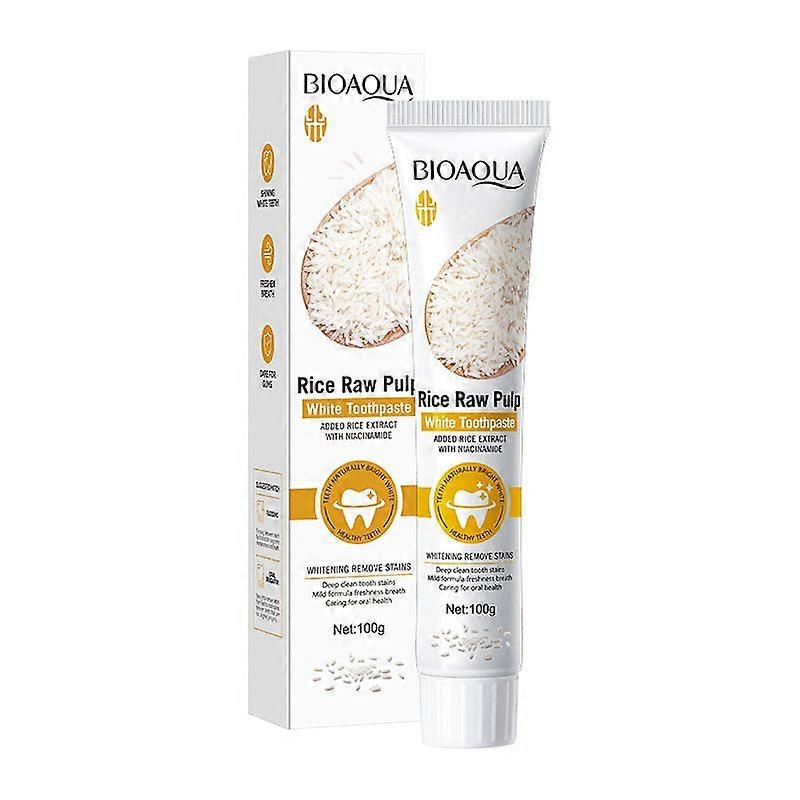 Rice Raw Pulp Teeth Whitening Toothpaste 100g - Added Rice Extract & Niacinamide, Deeply Cleans & Removes Stains, Mild Formula for Fresh Breath & Oral