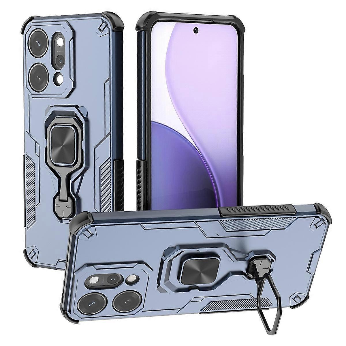 Pour Oppo Reno14 Pro 5G (Global) Case Rotatable Ring Béquille PC TPU Housse de téléphone antichoc - Navy B