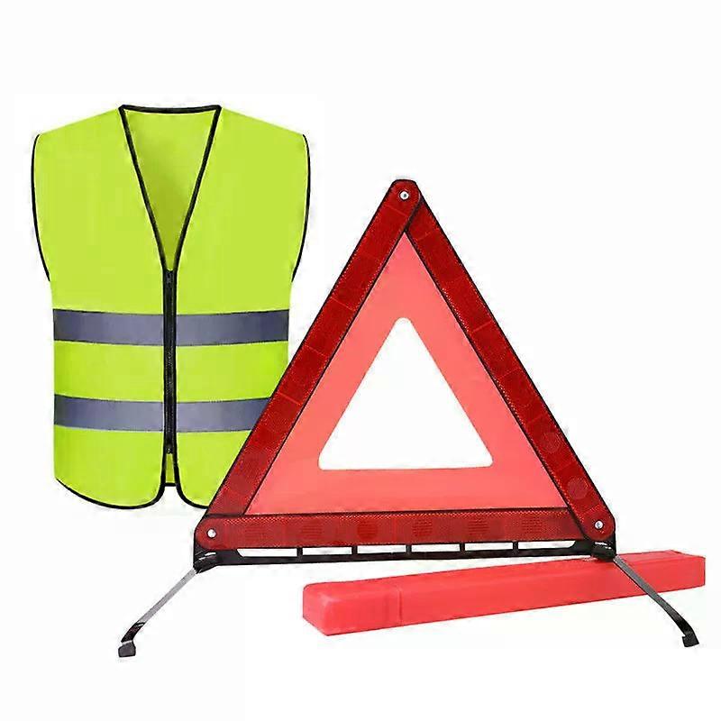 Triangle de signalisation et gilet réfléchissant pliable jaune Alerte de sécurité