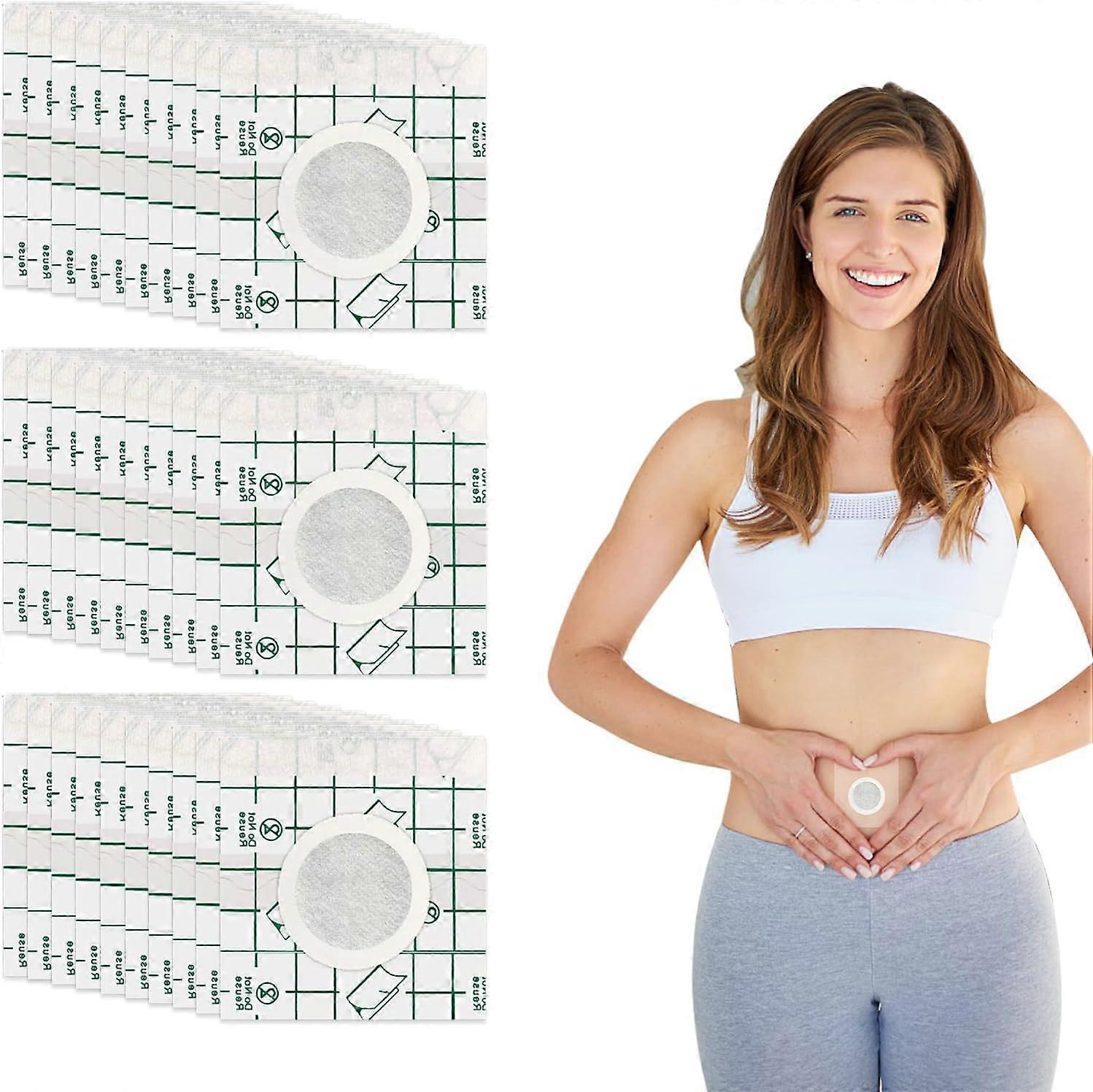30 Stück Rizinusöl Bauchknopf Patch mit Bio-Baumwolle, selbstklebende Anti-Leckage Rizinusöl Magenpackung Wrap (kein Öl