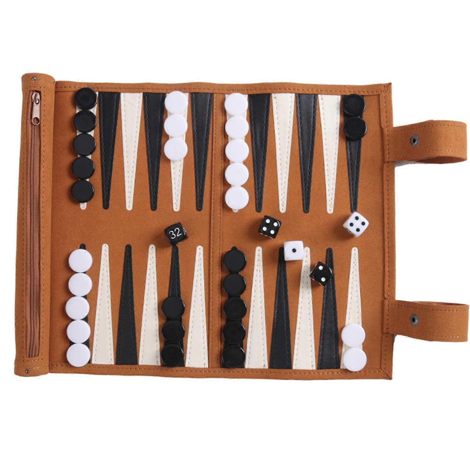 Classic Backgammon Sets for 2 Players - Portable Travel Set with Premium Leather Case and Compact Design
