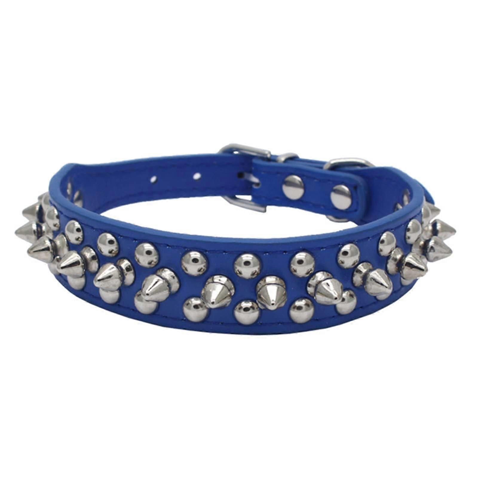 Anti Bite Lace Dog Collars for Small to Large Dogs, Padded Studded Pet Collars, Navy Color, Durable and Comfortable Design