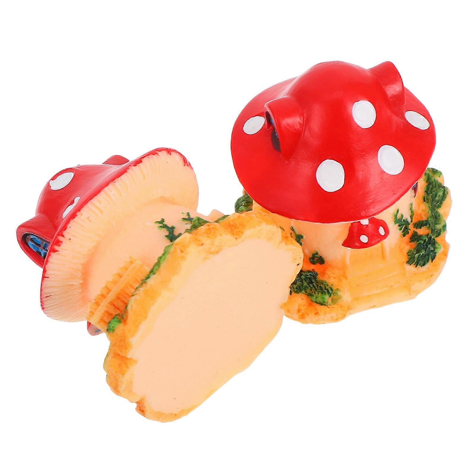 2 Pcs Simulated Mushroom House Ornament for Reptile Terrarium Decoration, Miniature Micro Landscape Figurines with Vivid Detail and Fade Resistant