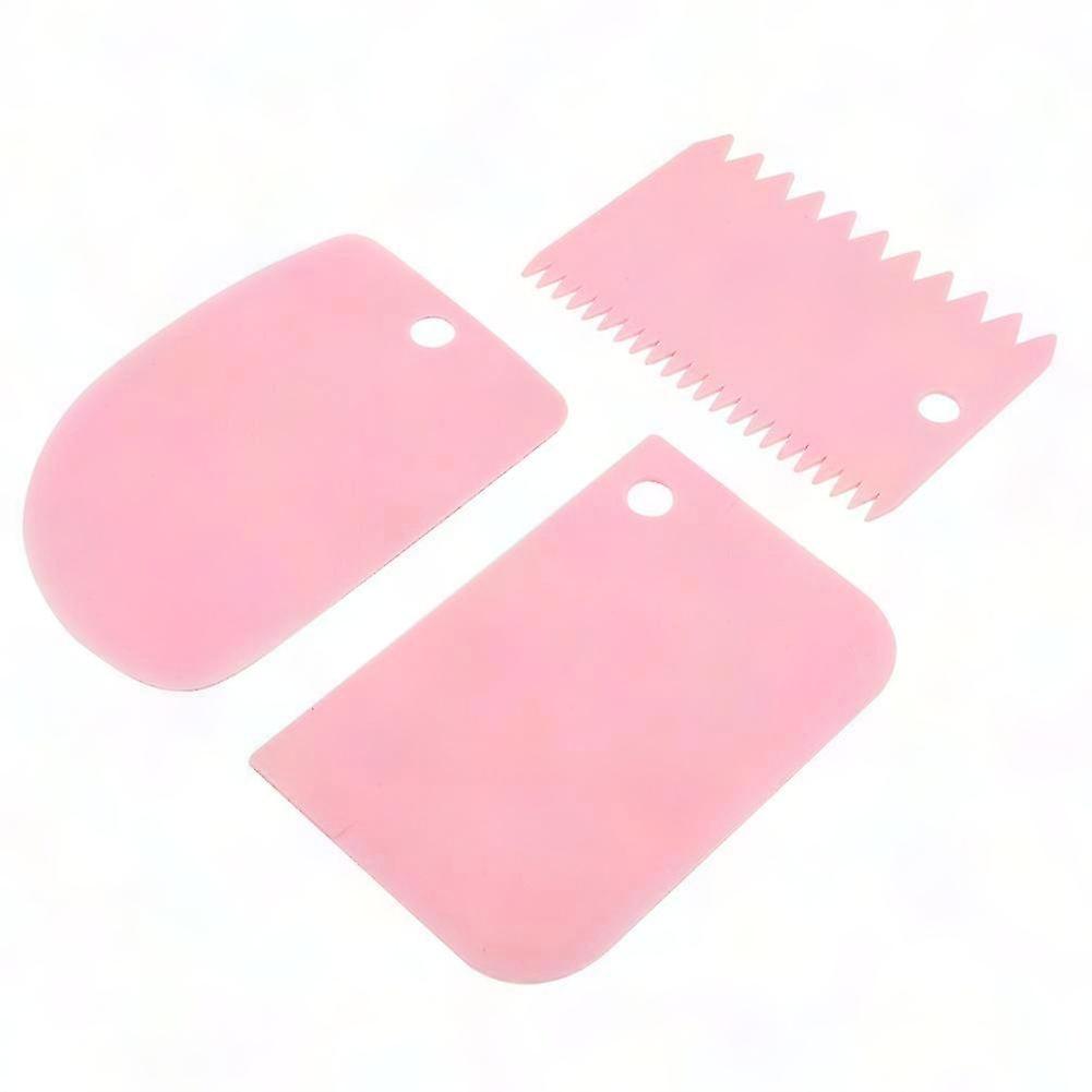 3-Pack Flexible Silicone Scrapers - Pink Kitchen Spatulas for Baking, Cake Decorating & Mixing