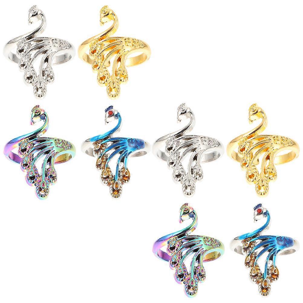Adjustable Crochet Rings for Knitting and Braiding Projects Assorted Color Alloy 8 Pieces