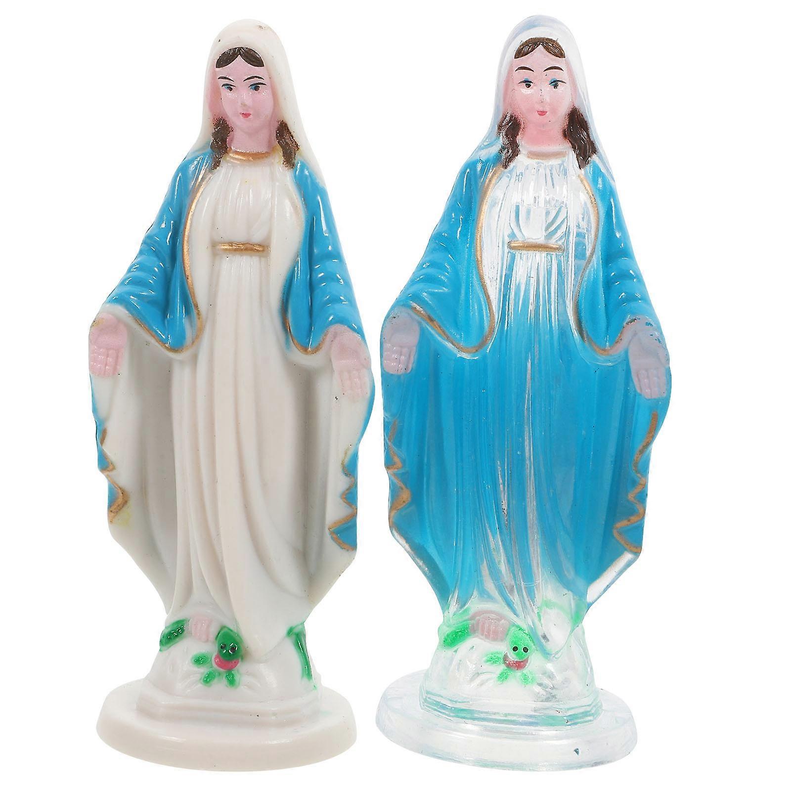 Virgin Statue Church Decor Home Office Craftsmanship 2Set