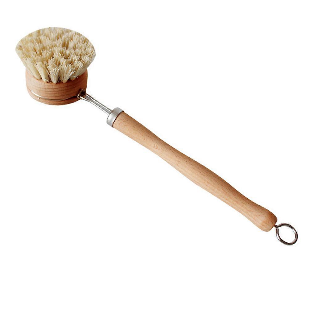Sisal Pot Brush with Long Handle Non Scratch Dish Cleaning Brush for Kitchen Scrubbing, Ergonomic Design for Easy Storage