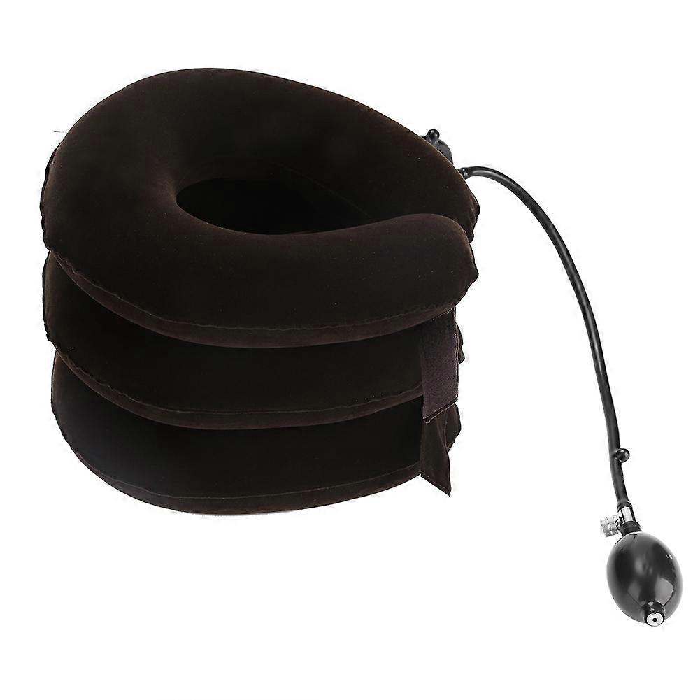 Portable Lightweight Inflatable U Shape Cervical Neck Stretcher Traction Device (Coffee)