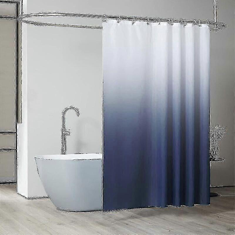 シャワーカーテン200x200 cm、フック16個、幅広、加重、防カビ性、ダークブルー、waterproq