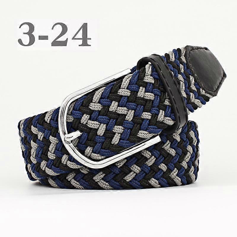 Women's Canvas Belt Men's Elastic Belt Casual Elastic Knitted Pin Buckle Belt 61 Colors