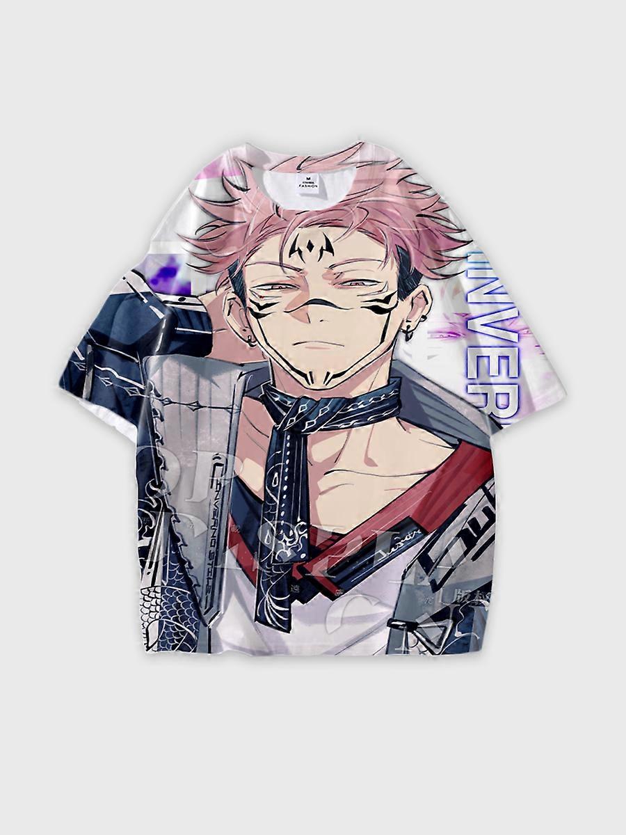 T-shirt round neck Character Pattern loose short sleeve P1397