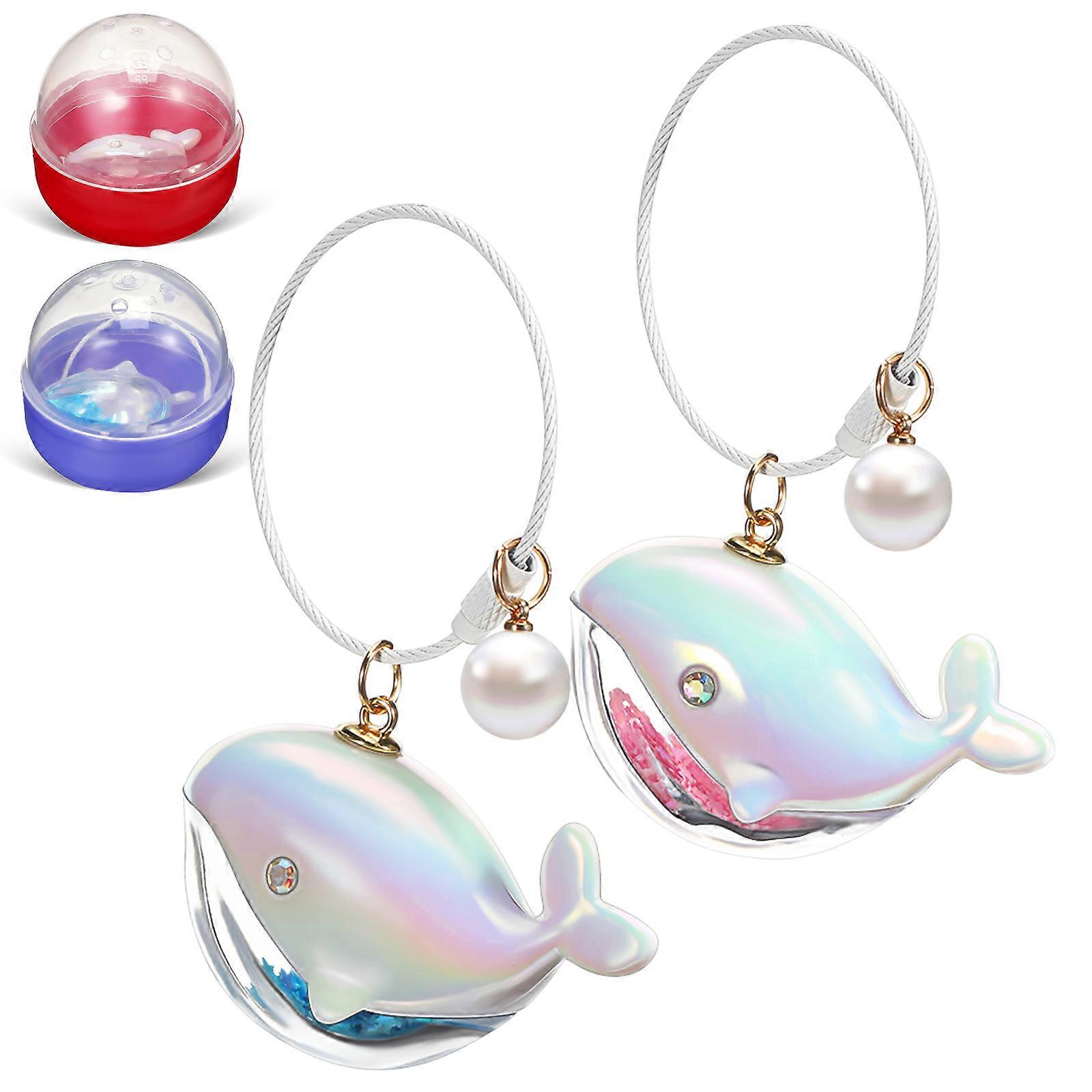 Creative Laser Whale Keyring for Decoration 2Pcs Ocean Themed Keychain Set