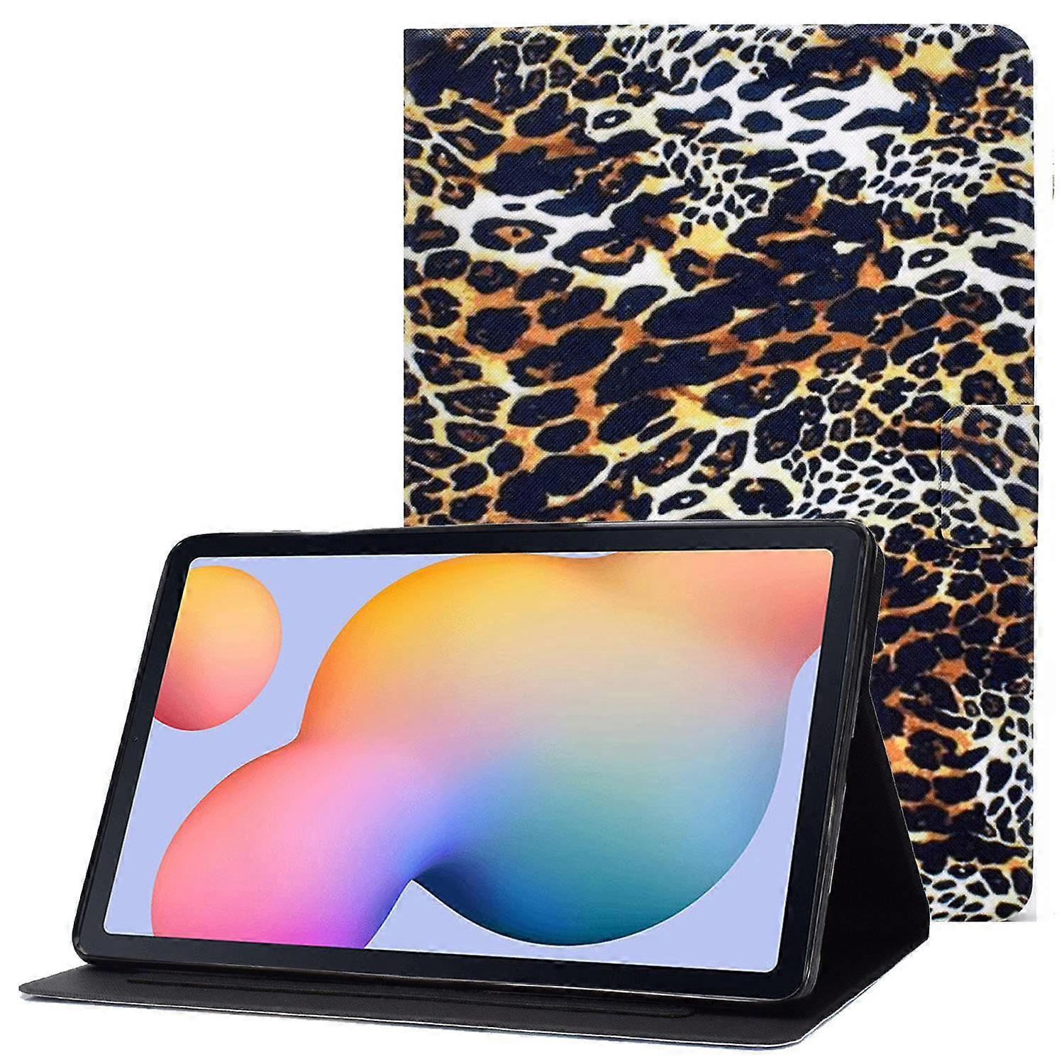 TKdaddy For Samsung Galaxy Tab S6 Lite (2024) S6 Lite (2022) S6 Lite (2020) PU Leather Book Folio Case Pattern Printing Stand Leopard